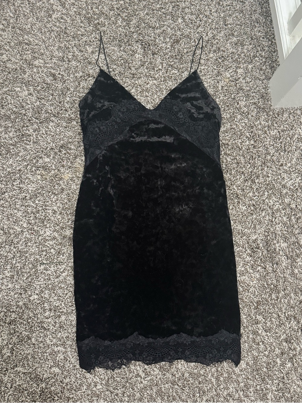 TOPSHOP Black Velvet Slip Dress